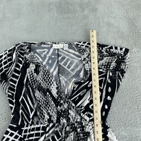 Chicos Womens Black & White Abstract Print Wrap Dress Size 2 (L) 2273 - Picture 6 of 8